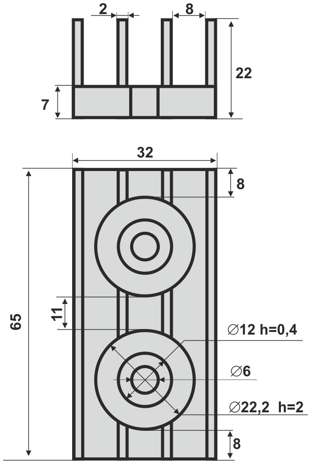 ЛИГРА - Ребристый радиатор P202, эскиз
